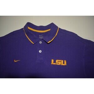 LSU Polo Purple With Gold Trim Men Short Sleeve, Large